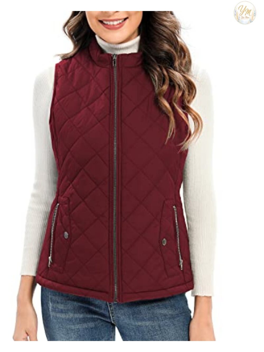 Women's Quilted Puffer Vest Lightweight Sleeveless Gilet with Pockets